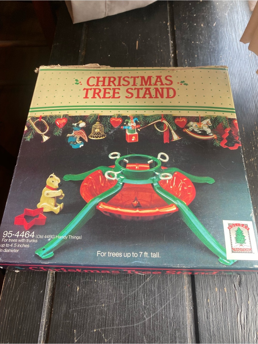 Christmas Tree Stand - Green and Red Metal Base